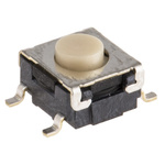 Button Tactile Switch, SPST 50 mA @ 24 V dc 0.8mm Through Hole