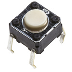 Grey Plunger Tactile Switch, SPST 50 mA @ 24 V dc 0.9mm Through Hole