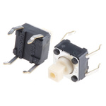 White Plunger Tactile Switch, SPST 50 mA @ 24 V dc 3mm Through Hole