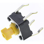 Yellow Plunger Tactile Switch, SPST 50 mA @ 24 V dc 3mm Through Hole