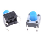 Blue Button Tactile Switch, SPST 50 mA @ 24 V dc 3.4mm
