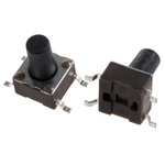 Black Button Tactile Switch, SPST 50 mA @ 24 V dc 5.9mm Surface Mount