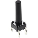 Black Stem Tactile Switch, SPST 50 mA @ 12 V dc 17mm Surface Mount