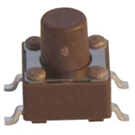 Brown Stem Tactile Switch, SPST 50 mA @ 12 V dc 7mm Surface Mount