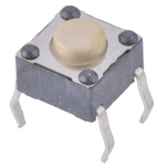 White Tactile Switch, SPST 50 mA @ 12 V dc 0.9mm Through Hole
