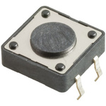 Black Button Tactile Switch, SPST 50 mA @ 12 V dc 5mm Through Hole