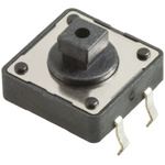 Black Button Tactile Switch, SPST 50 mA @ 12 V dc 3.8mm Through Hole