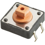 Pink Button Tactile Switch, SPST 50 mA @ 12 V dc 3.8mm Through Hole