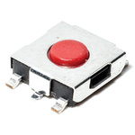 IP40 Red Button Tactile Switch, SPST 50 mA 3 (Dia.)mm Surface Mount
