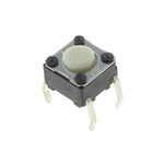 IP00 White Button Tactile Switch, SPST 0.05A 6mm Through Hole