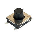 Black Push Plate Tactile Switch, SPST 20 mA 2.5mm Surface Mount