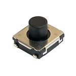 Black Push Plate Tactile Switch, SPST 20 mA 2.5mm Surface Mount