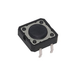 Black Button Tactile Switch, SPST 0.6 VA Through Hole