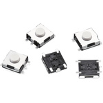 White Round Tactile Switch, SPST 50 mA Panel Mount, PCB