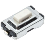 IP40 Silver Hard Actuator Tactile Switch, SPST 50 mA Surface Mount