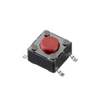 Red Tact Switch, SPST 50mA 7mm Surface Mount
