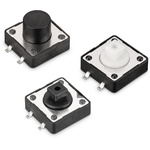 Black Tact Switch, SPST 50mA 7mm Surface Mount