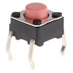 Pink Plunger Tactile Switch, SPST 50 mA @ 24 V dc 0.9mm Through Hole