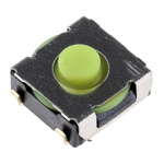 IP67 Green Tactile Switch, SPST 50 mA @ 24 V dc 0.9мм Through Hole