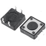 Black Button Tactile Switch, SPST 50 mA @ 24 V dc 0.5mm