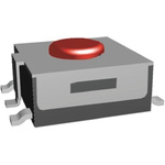 Red Button Tactile Switch, SPST 50 mA @ 24 V dc 0.27mm Surface Mount