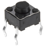 Black Stem Tactile Switch, SPST 50 mA @ 12 V dc 5mm Surface Mount