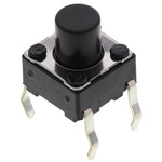 Black Stem Tactile Switch, SPST 50 mA @ 12 V dc 7mm Surface Mount