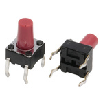 Red Stem Tactile Switch, SPST 50 mA @ 12 V dc 9.5mm Surface Mount