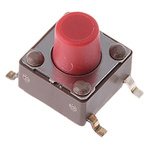 Red Stem Tactile Switch, SPST 50 mA @ 12 V dc 7mm Surface Mount