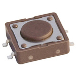 Brown Cap Tactile Switch, SPST 50 mA @ 12 V dc 12mm Surface Mount