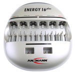 1001-0004-UK | Ansmann Energy 16 Plus Battery Charger For NiCd, NiMH 9V, AA, AAA, C, D with EU, UK plug