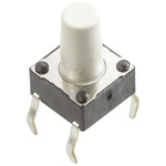 White Tactile Switch, SPST 50 mA @ 12 V dc 6.1mm Through Hole