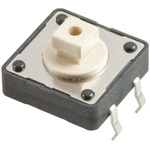 White Button Tactile Switch, SPST 50 mA @ 12 V dc 3.8mm Through Hole