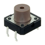 IP40 Black Button Tactile Switch, SPST 50 mA 7 (Dia.)mm Through Hole