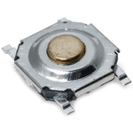 IP40 Gold Button Tactile Switch, SPST 20 mA 2 (Dia.)mm Surface Mount