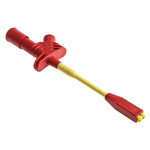 972308101 | Hirschmann Test & Measurement 20A Red Grabber Clip, 1kV Rating - 8.3mm Tip Size, 4mm Probe Socket Size