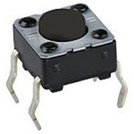 Silver Momentary Tactile Switch, SPST 50 mA Through Hole