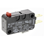Omron Pin Plunger Micro Switch, Tab Terminal, 16 A @ 250 V ac, SPDT, IP40