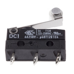 ZF Short Roller Lever Micro Switch, Solder Terminal, 6 A @ 250 V ac, SPDT, IP6K7
