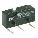 ZF Button Micro Switch, Through Hole Terminal, 6 A @ 250 V ac, SPDT