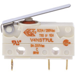 Saia-Burgess Short Lever Micro Switch, Solder Terminal, 5 A @ 250 V ac, SPDT, IP67