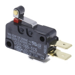 Omron Short Roller Lever Micro Switch, Tab Terminal, 16 A @ 250 V ac, SPDT, IP40
