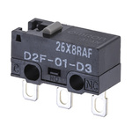 Omron Pin Plunger Micro Switch, Solder Terminal, 100 mA @ 30 V dc, SPDT, IP40