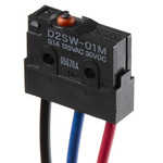 Omron Pin Plunger Micro Switch, Pre-wired Terminal, 100 mA @ 30 V dc, SPDT, IP67