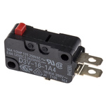 Omron Pin Plunger Micro Switch, Solder, Tab Terminal, 16 A @ 250 V ac, SPDT, IP40