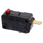 Omron Pin Plunger Micro Switch, Tab Terminal, 16 A @ 250 V ac, SPST, IP40