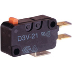 Omron Simulated Roller Lever Micro Switch, Solder, Tab Terminal, 16 A @ 250 V ac, SPDT, IP40