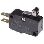 Omron Short Roller Lever Micro Switch, Tab Terminal, 15 A @ 250 V ac, SPDT, IP40