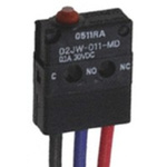 Omron Pin Plunger Micro Switch, Pre-wired Terminal, 100 mA @ 30 V dc, SPDT, IP67