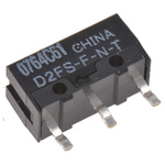 Omron Pin Plunger Micro Switch, PCB Self-Clinching Terminal, 100 mA @ 5 V dc, SPST, IP40